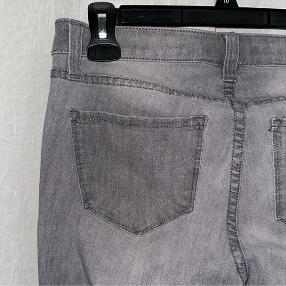 LC 10 Vintage Wash Gray Super Skinny Stretch Raw Hem Crop Denim Jeans - Picture 10 of 14